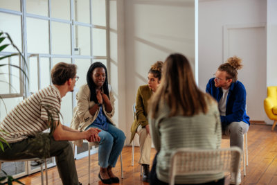 group of people having a conversation